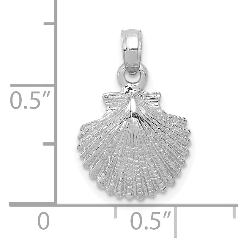 Lovely Rita's Pendants & Charms 14K White Gold Solid Textured Polished Finish Sea Scallop Shell Charm Pendant