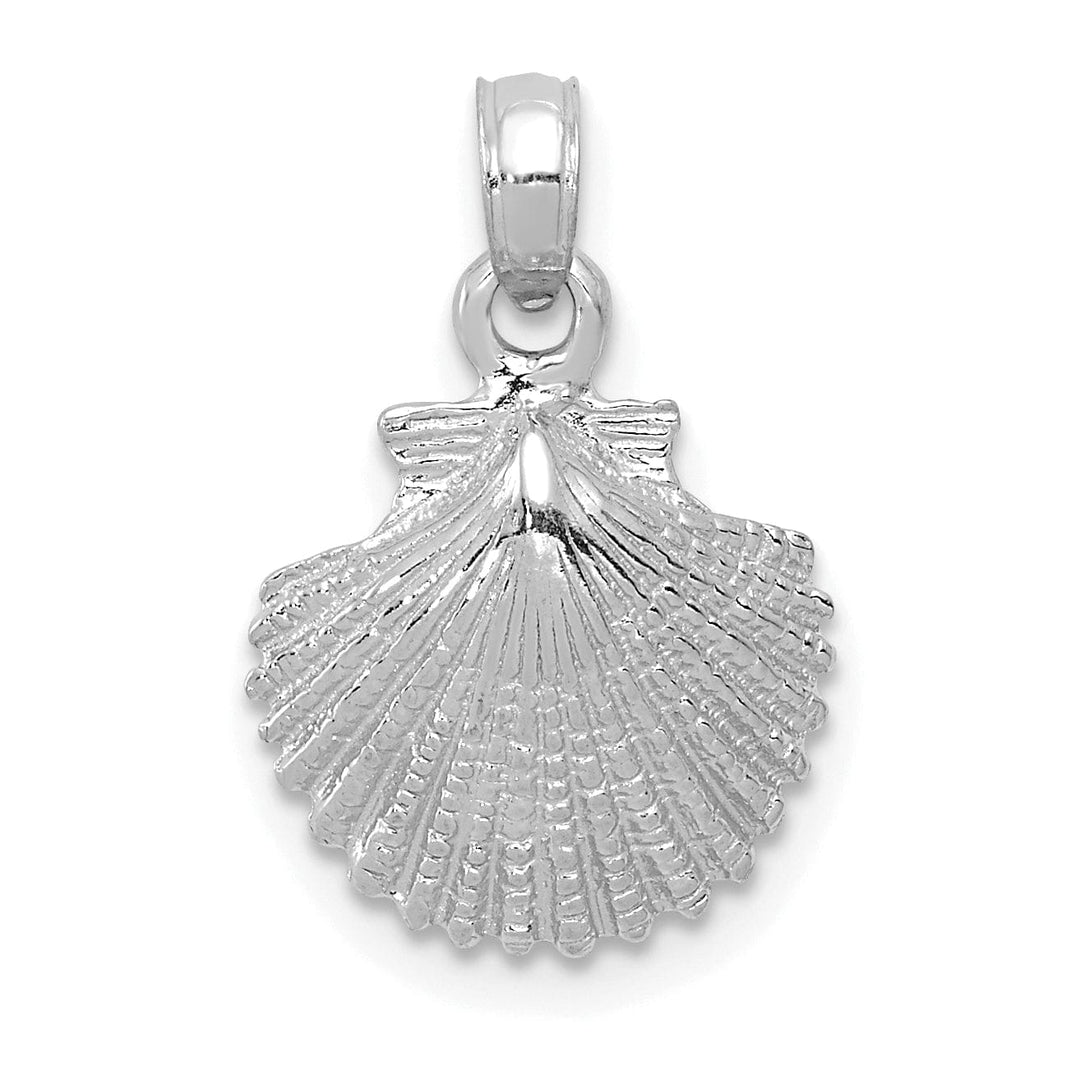 Lovely Rita's Pendants & Charms 14K White Gold Solid Textured Polished Finish Sea Scallop Shell Charm Pendant