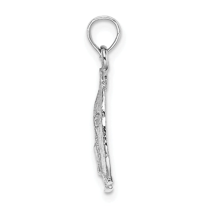 Lovely Rita's Pendants & Charms 14k White Gold Solid Textured Polished Men's Sand Dollar Charm Pendant