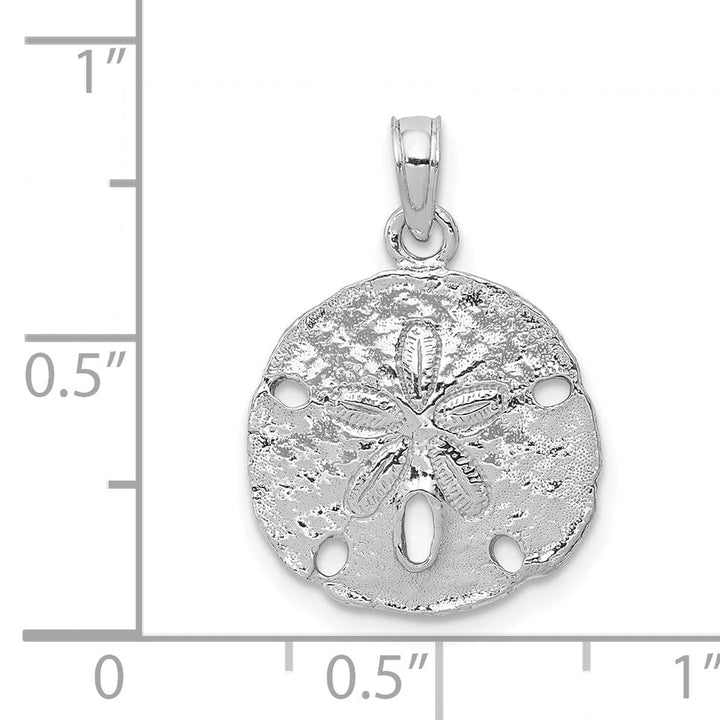 Lovely Rita's Pendants & Charms 14k White Gold Solid Textured Polished Men's Sand Dollar Charm Pendant