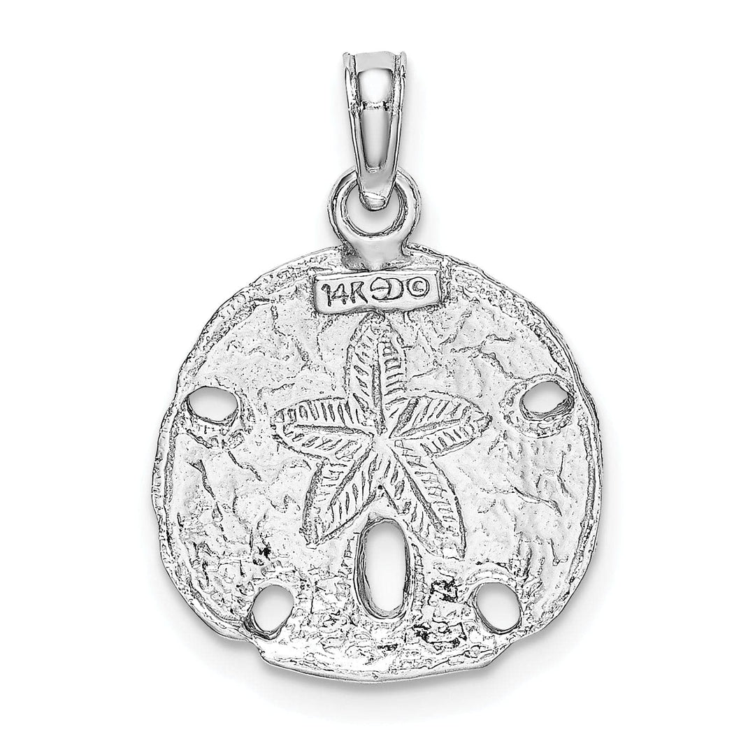 Lovely Rita's Pendants & Charms 14k White Gold Solid Textured Polished Men's Sand Dollar Charm Pendant
