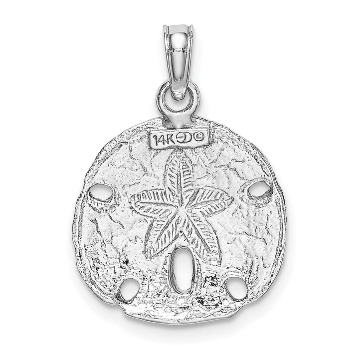 Lovely Rita's Pendants & Charms 14k White Gold Solid Textured Polished Men's Sand Dollar Charm Pendant
