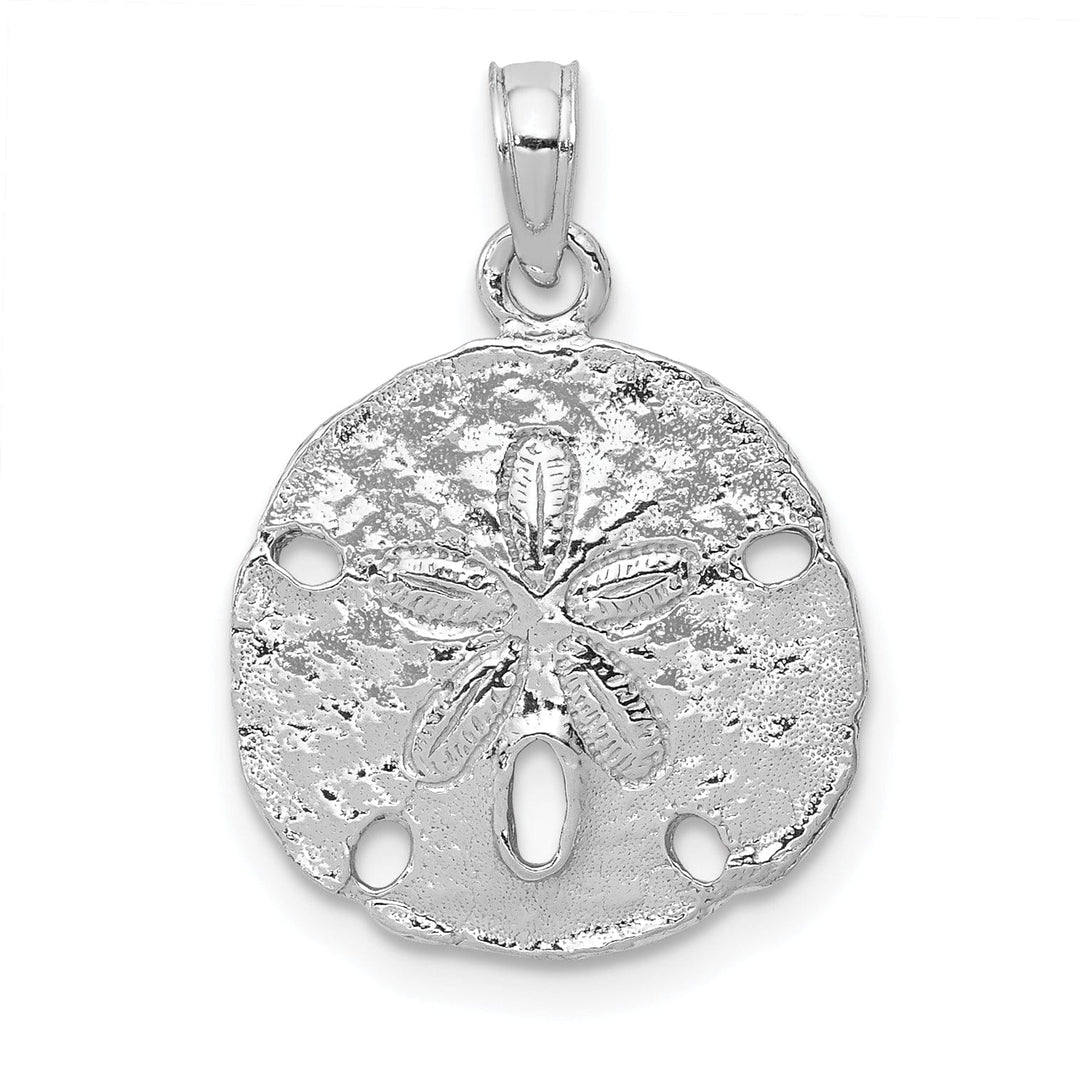 Lovely Rita's Pendants & Charms 14k White Gold Solid Textured Polished Men's Sand Dollar Charm Pendant