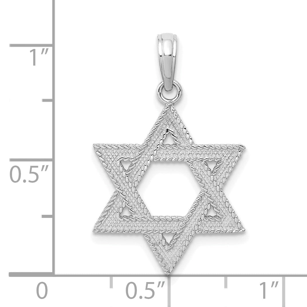 Lovely Rita's Pendants & Charms 14k White Gold Texture D.C Finish Solid Star of David Pendant