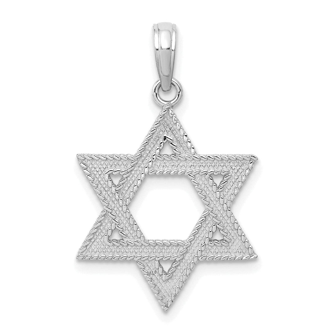 Lovely Rita's Pendants & Charms 14k White Gold Texture D.C Finish Solid Star of David Pendant