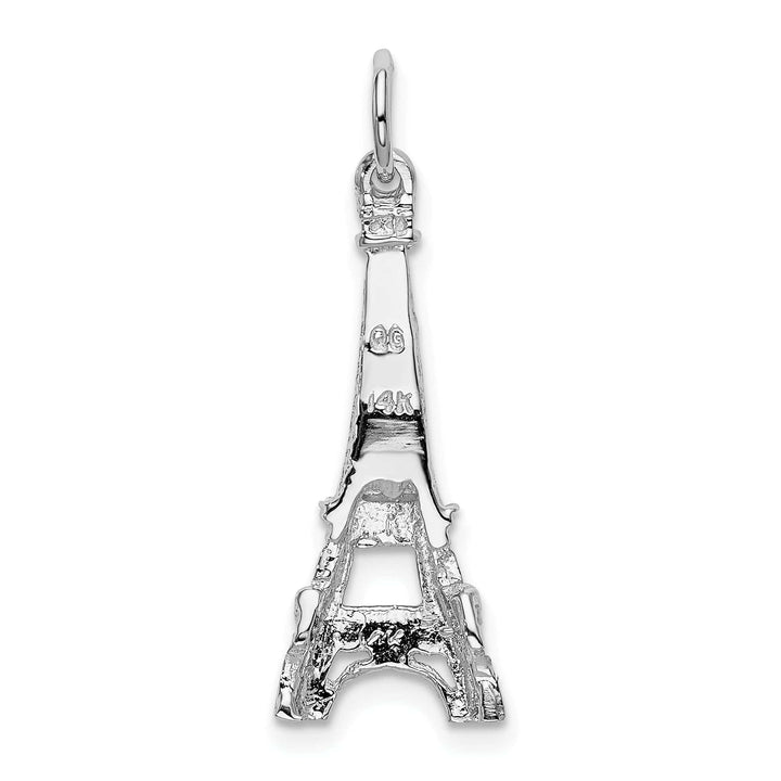 Lovely Rita's Pendants & Charms 14k White Gold Texture Polished Finish solid Eiffel Tower Charm Pendant