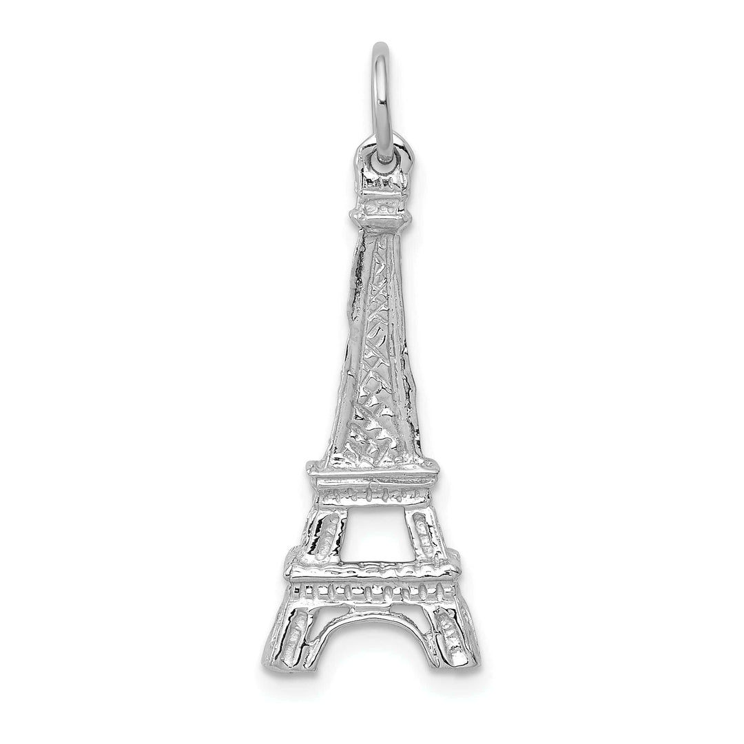 Lovely Rita's Pendants & Charms 14k White Gold Texture Polished Finish solid Eiffel Tower Charm Pendant