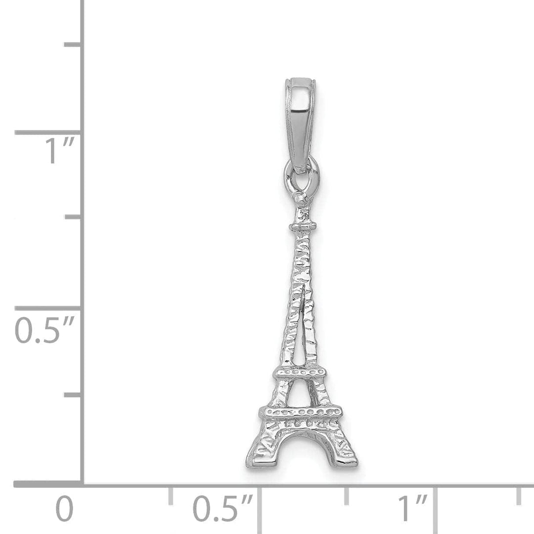 Lovely Rita's Pendants & Charms 14k White Gold Texture Polished Finished Solid 3-Dimensional Eiffel Tower Charm Pendant