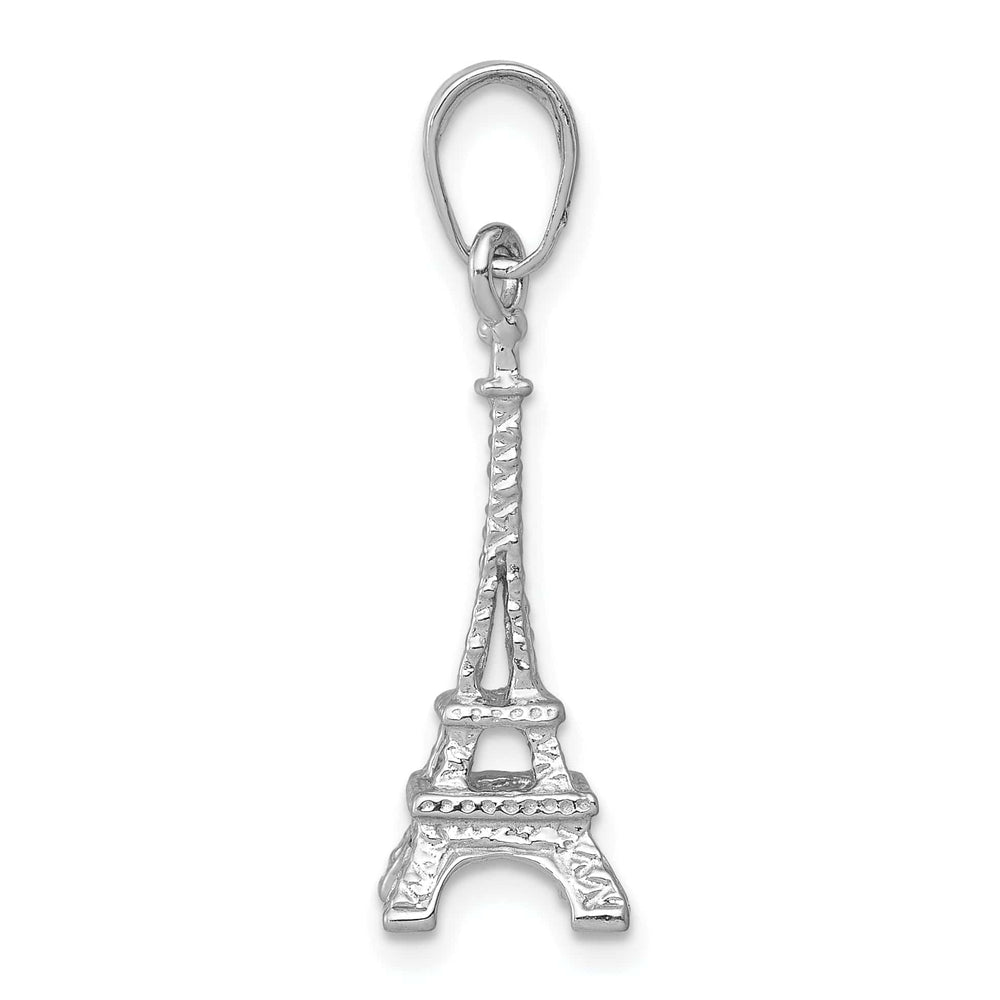 Lovely Rita's Pendants & Charms 14k White Gold Texture Polished Finished Solid 3-Dimensional Eiffel Tower Charm Pendant