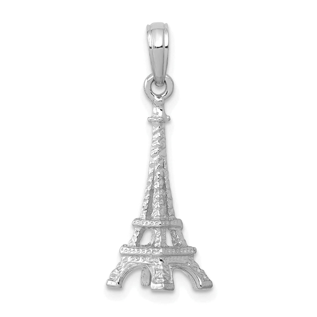 Lovely Rita's Pendants & Charms 14k White Gold Texture Polished Finished Solid 3-Dimensional Eiffel Tower Charm Pendant