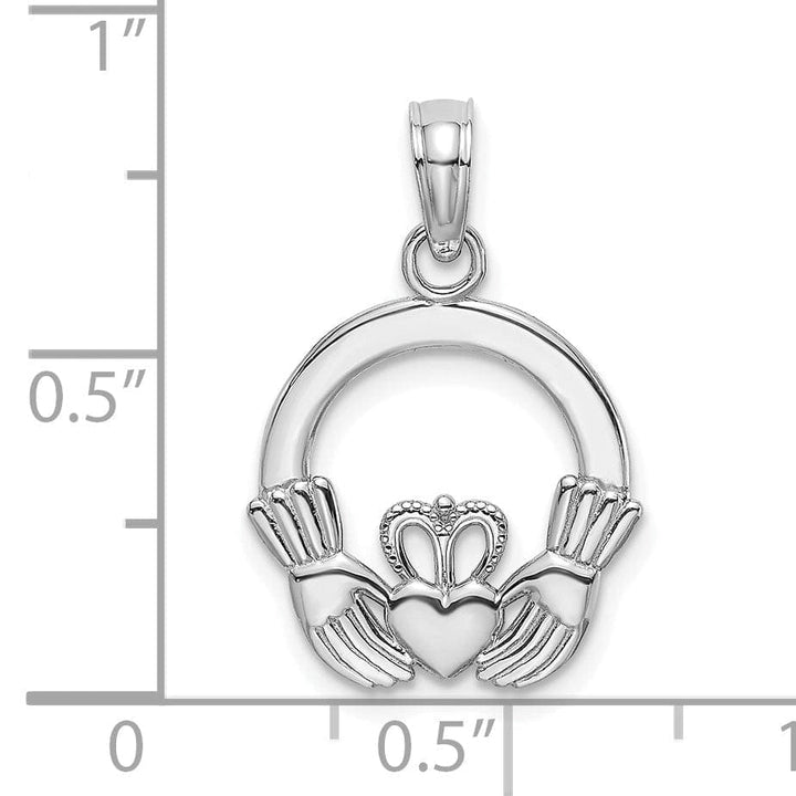 Lovely Rita's Pendants & Charms 14k White Gold Textured Back Polished Finish Claddagh Design Charm Pendant