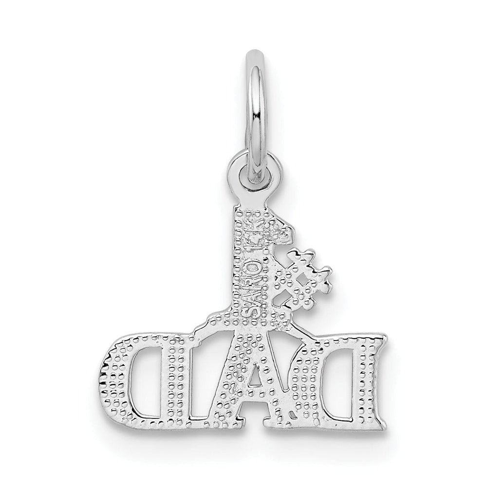 Lovely Rita's Pendants & Charms 14k White Gold Textured Back Polished Finish Design #1 DAD Charm Pendant