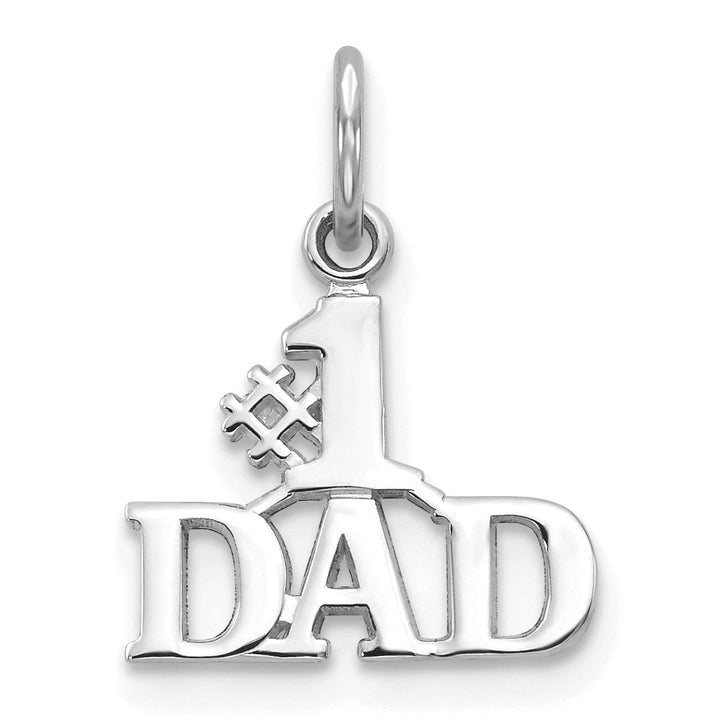 Lovely Rita's Pendants & Charms 14k White Gold Textured Back Polished Finish Design #1 DAD Charm Pendant