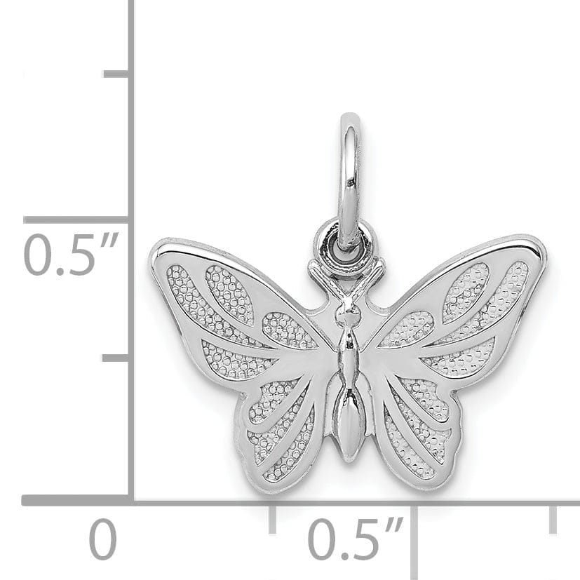 Lovely Rita's Pendants & Charms 14k White Gold Textured Back Solid Polished Finish Butterfly Charm Pendant