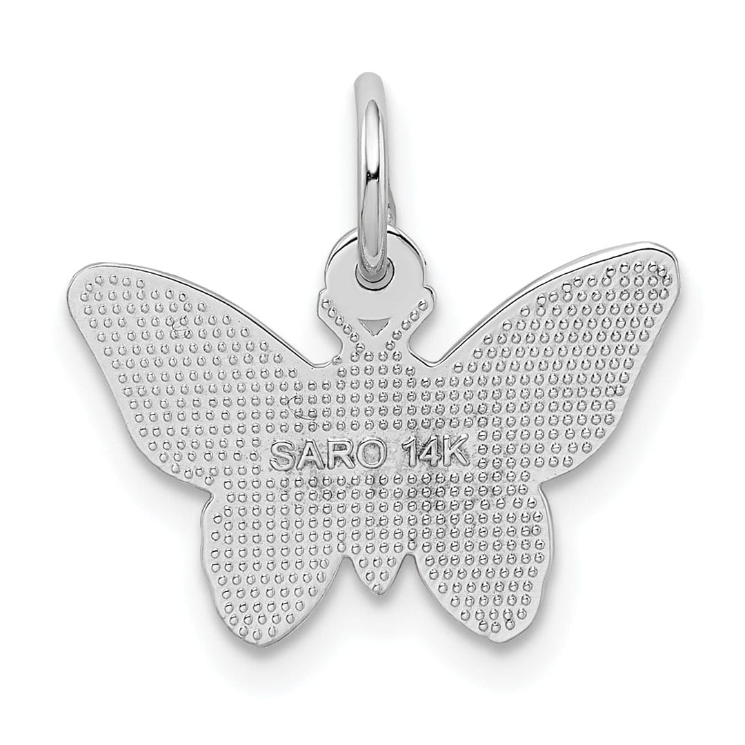 Lovely Rita's Pendants & Charms 14k White Gold Textured Back Solid Polished Finish Butterfly Charm Pendant