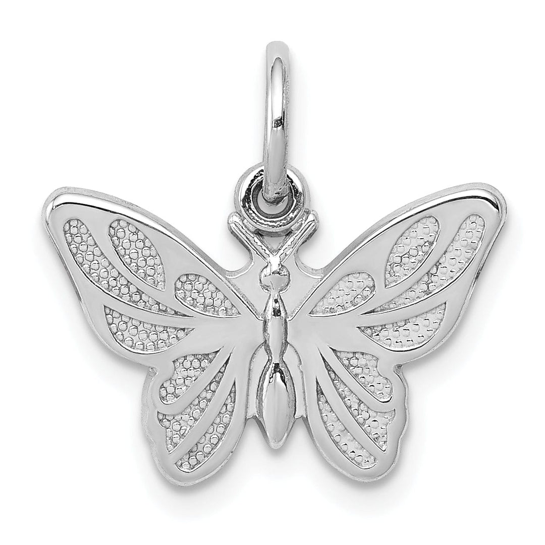 Lovely Rita's Pendants & Charms 14k White Gold Textured Back Solid Polished Finish Butterfly Charm Pendant