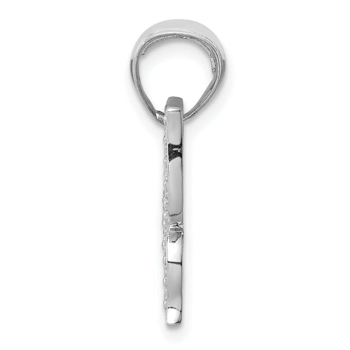 Lovely Rita's Pendants & Charms 14K White Gold Textured Back Textured Solid Polished Finish Beaded Butterfly Charm Pendant