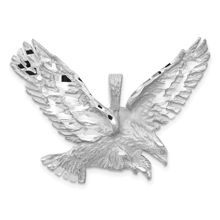 Lovely Rita's Pendants & Charms 14k White Gold Textured Brushed Diamond Cut Finish Mens Eagle Design Charm Pendant