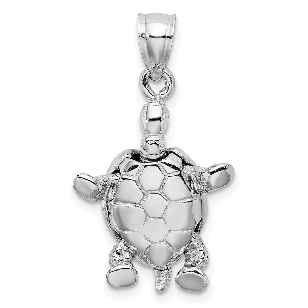 Lovely Rita's Pendants & Charms 14K White Gold Textured Casted Solid Polished Finish 3-D Moveable Men's Turtle Charm Pendant