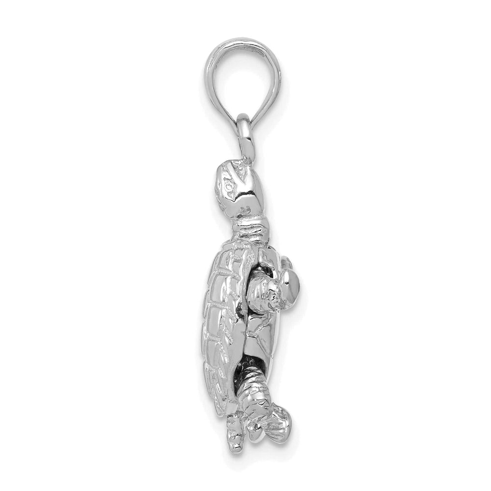 Lovely Rita's Pendants & Charms 14K White Gold Textured Casted Solid Polished Finish 3-D Moveable Men's Turtle Charm Pendant