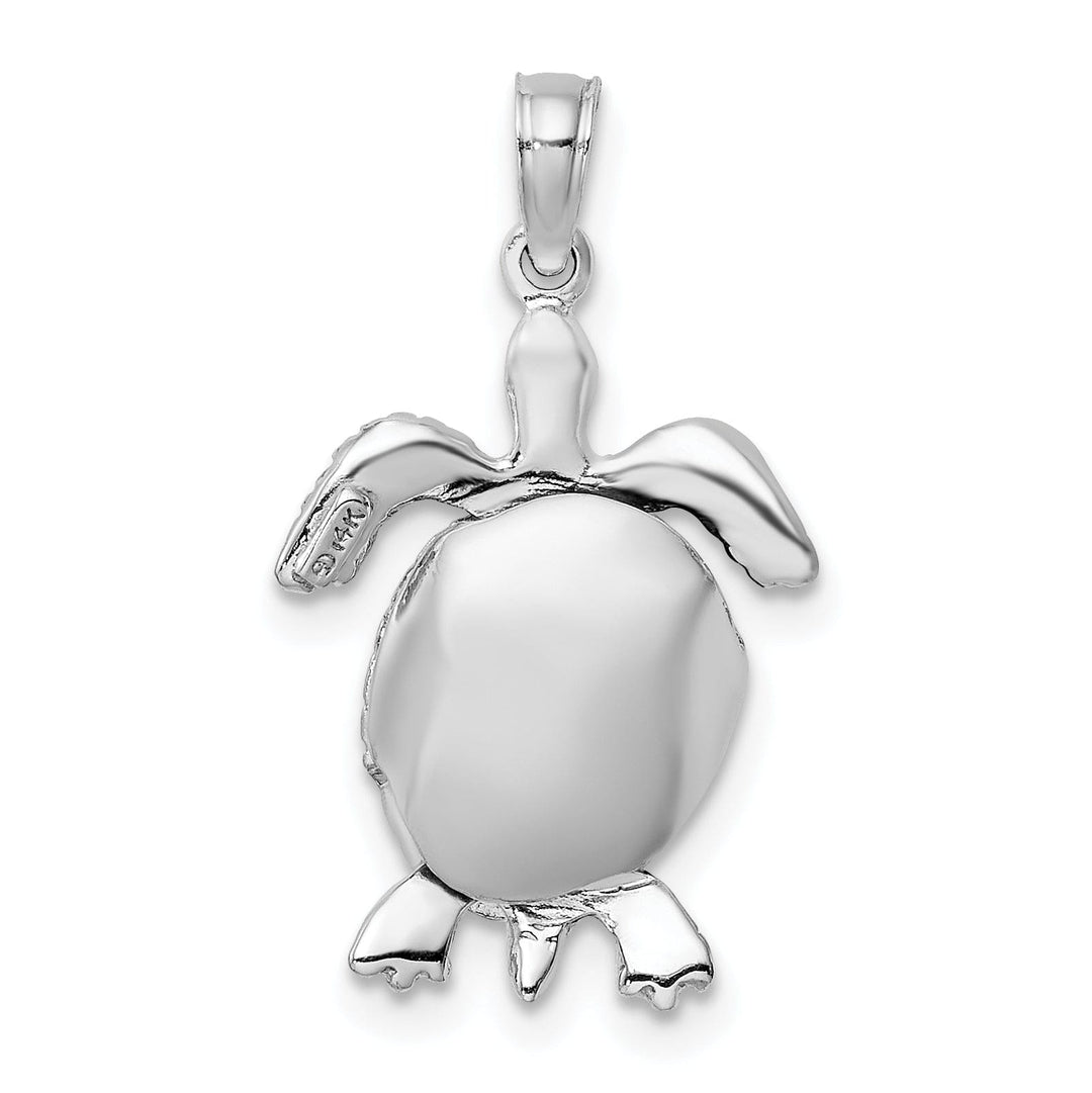 Lovely Rita's Pendants & Charms 14K White Gold Textured Casted Solid Polished Finish 3D Moveable Men's Turtle Charm Pendant