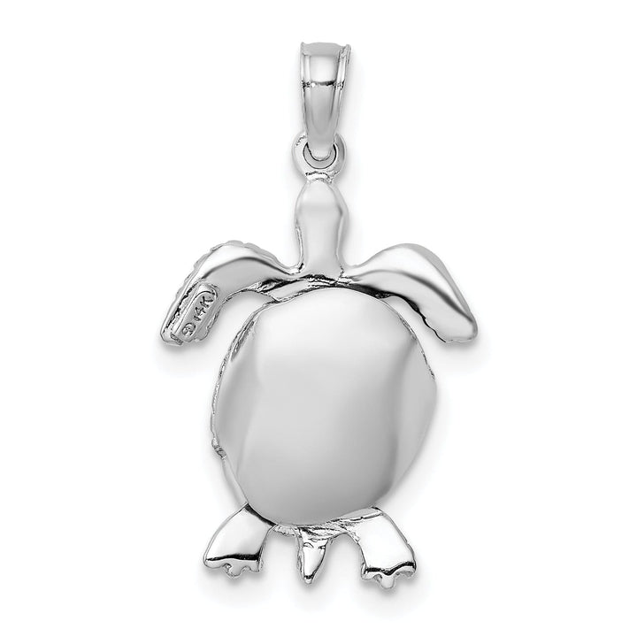 Lovely Rita's Pendants & Charms 14K White Gold Textured Casted Solid Polished Finish 3D Moveable Men's Turtle Charm Pendant