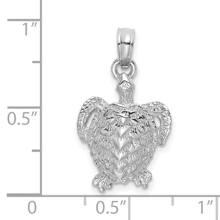 Lovely Rita's Pendants & Charms 14K White Gold Textured Casted Solid Polished Finish Sea Turtle Charm Pendant