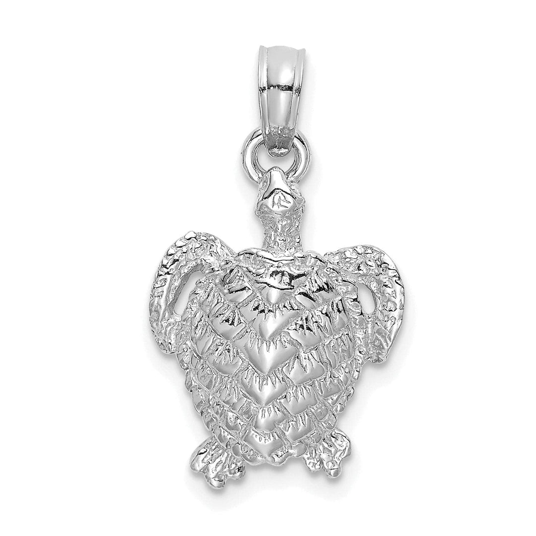 Lovely Rita's Pendants & Charms 14K White Gold Textured Casted Solid Polished Finish Sea Turtle Charm Pendant