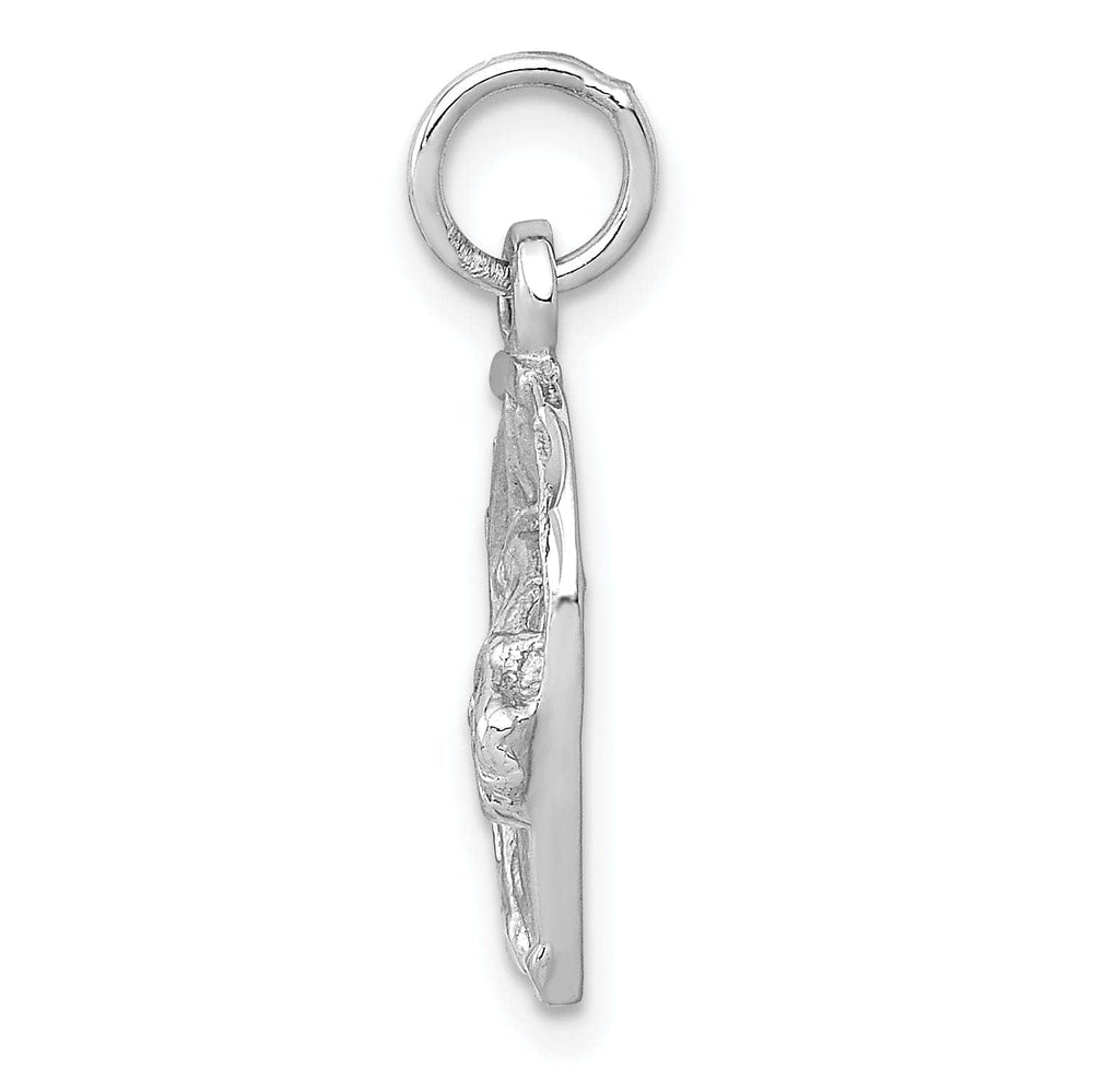 Lovely Rita's Pendants & Charms 14k White Gold Textured Diamond Cut Polished Finish Horse Head in Horseshoe Charm Pendant