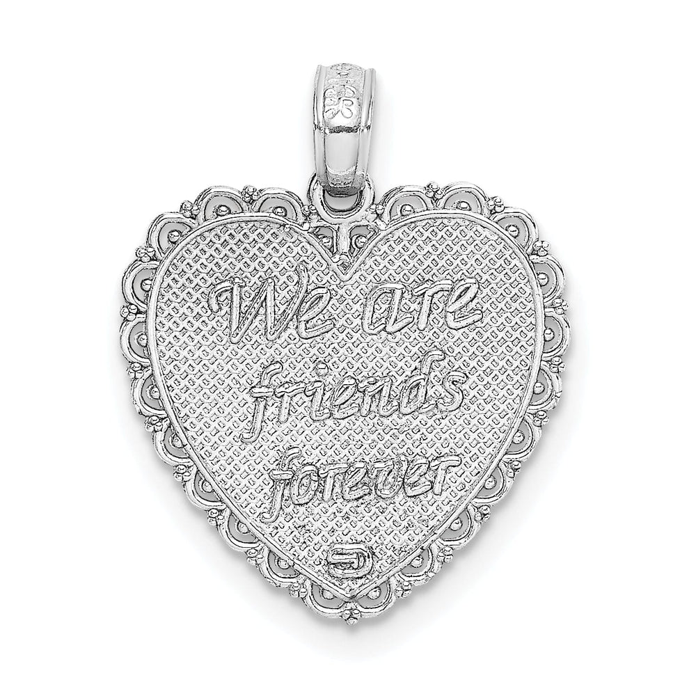 Lovely Rita's Pendants & Charms 14K White Gold Textured Finish Reversible Script FOR MY SISTER-WE ARE FRIENDS FOREVER charm Pendant