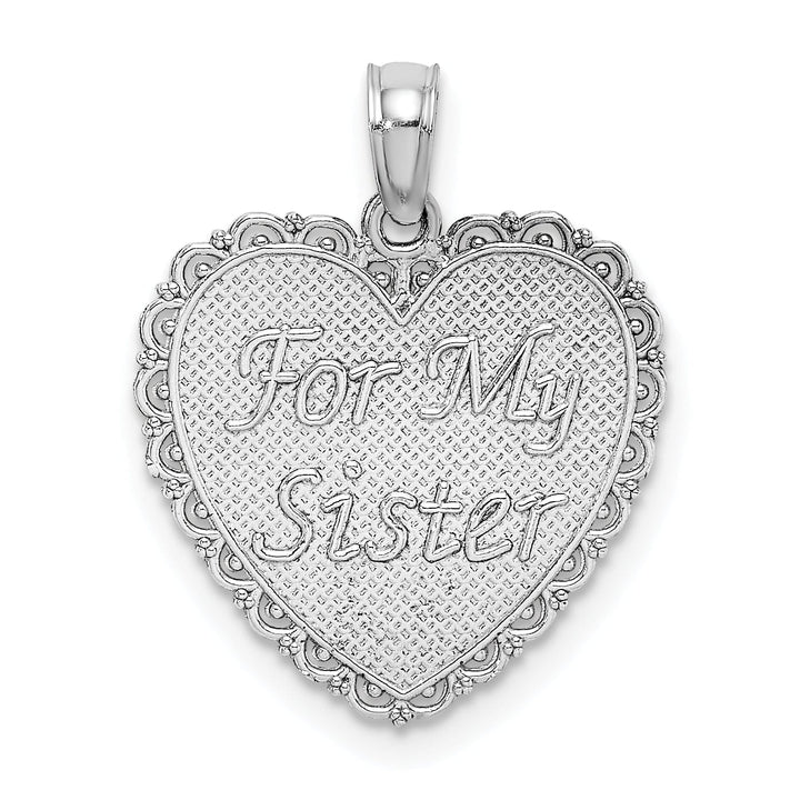 Lovely Rita's Pendants & Charms 14K White Gold Textured Finish Reversible Script FOR MY SISTER-WE ARE FRIENDS FOREVER charm Pendant