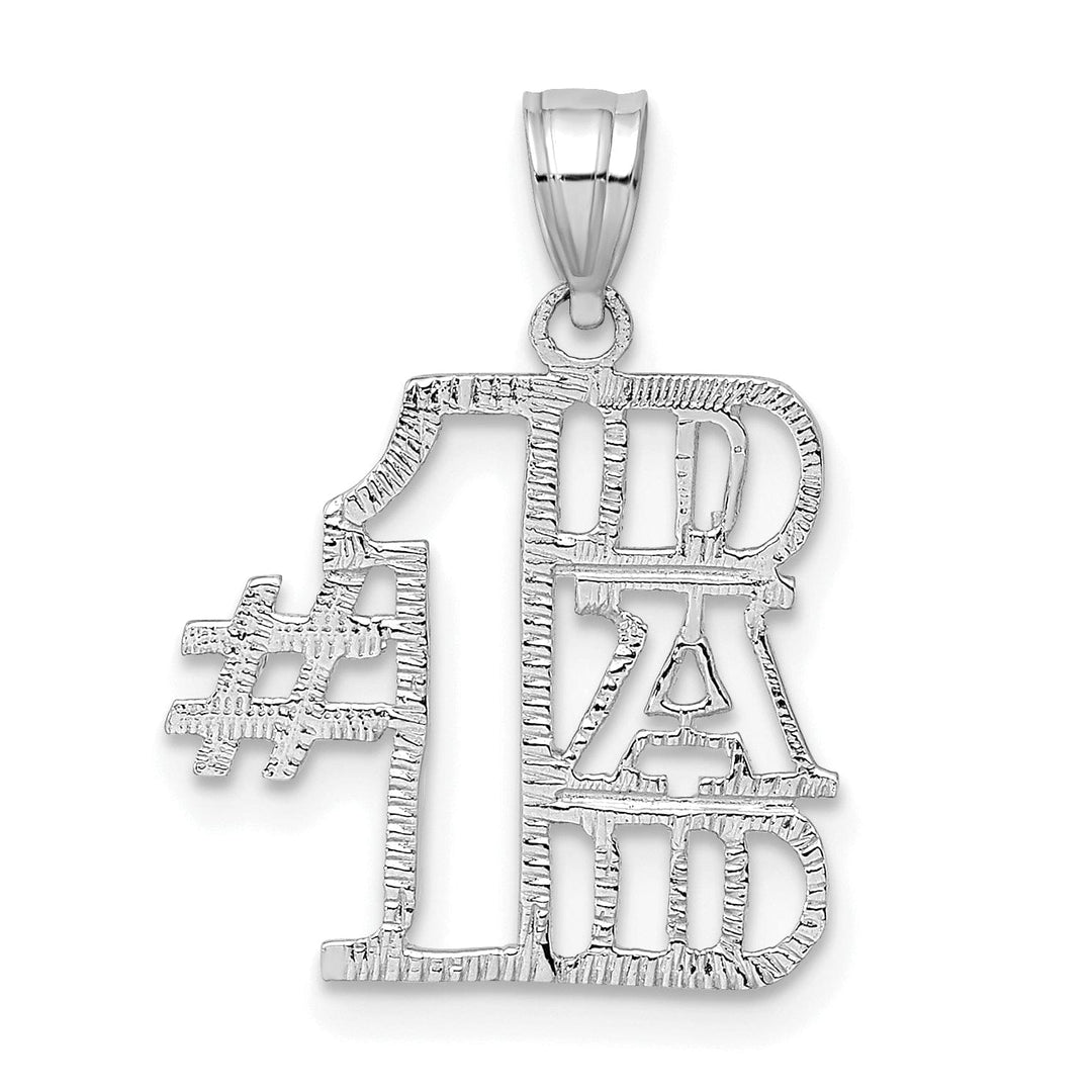 Lovely Rita's Pendants & Charms 14K White Gold Textured Finish Script #1 DAD Vertical Shape Charm Pendant