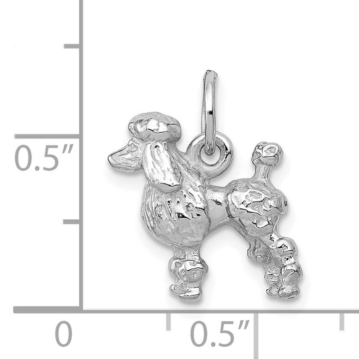 Lovely Rita's Pendants & Charms 14K White Gold Textured Polished Finish 3-Dimensional Poddle Dog Charm Pendant