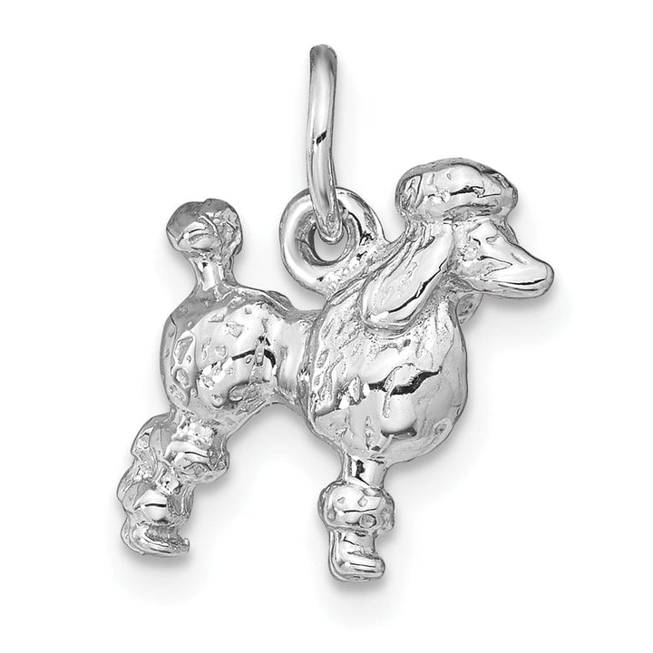 Lovely Rita's Pendants & Charms 14K White Gold Textured Polished Finish 3-Dimensional Poddle Dog Charm Pendant