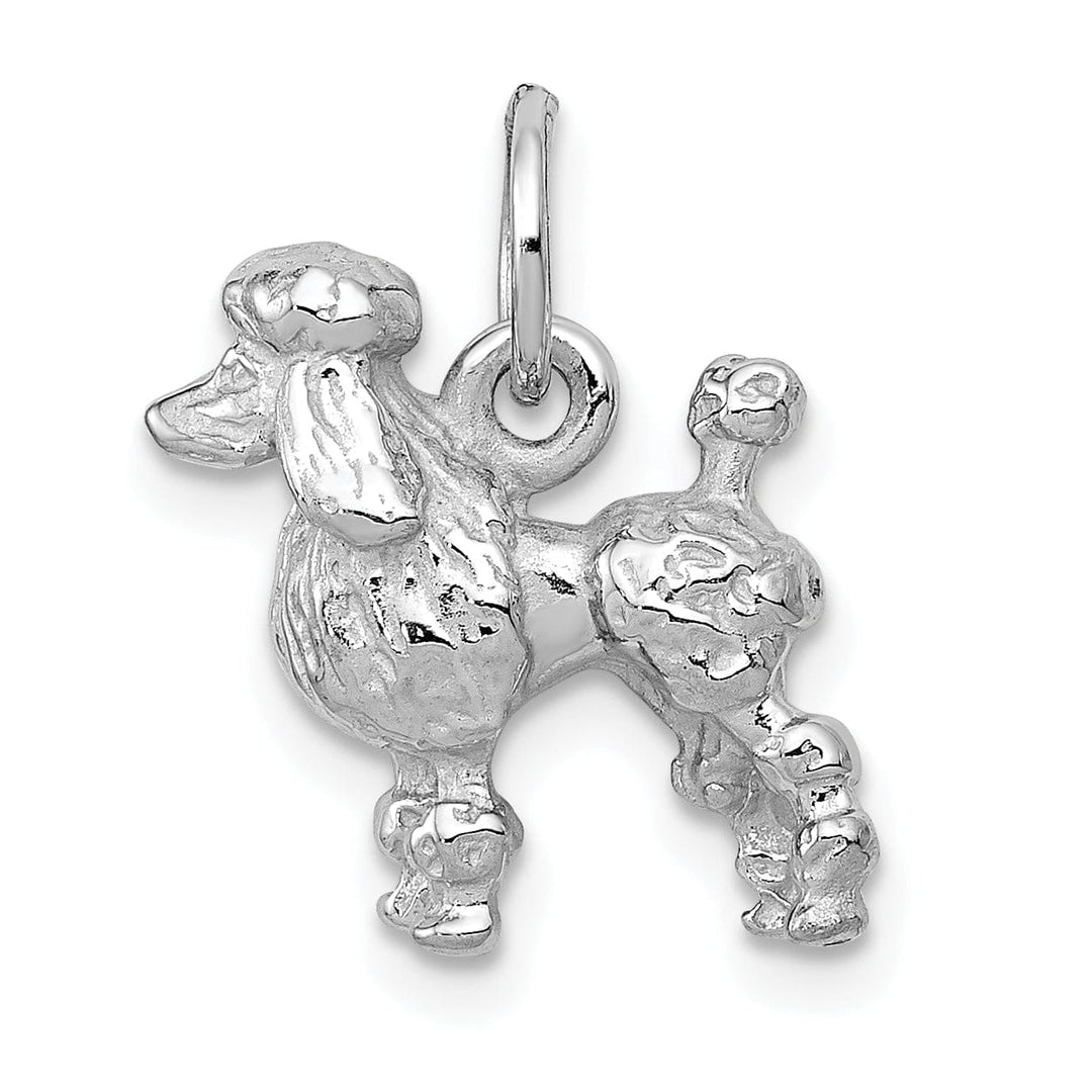 Lovely Rita's Pendants & Charms 14K White Gold Textured Polished Finish 3-Dimensional Poddle Dog Charm Pendant