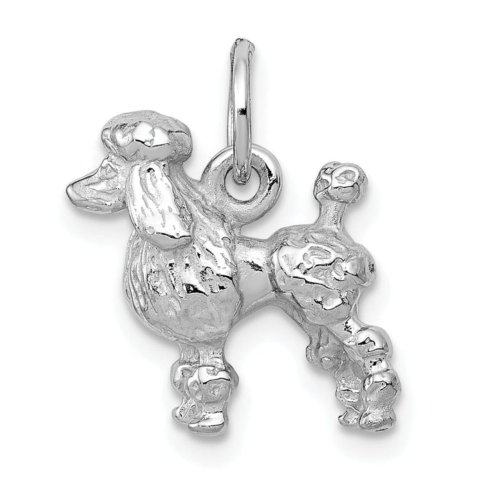 Lovely Rita's Pendants & Charms 14K White Gold Textured Polished Finish 3-Dimensional Poddle Dog Charm Pendant