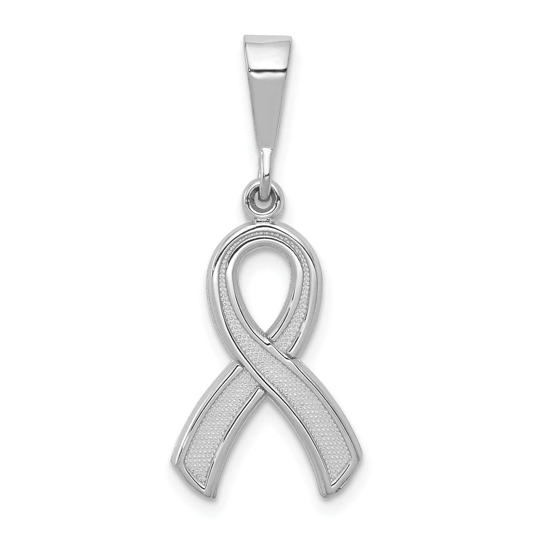 Lovely Rita's Pendants & Charms 14k White Gold Textured Polished Finish Awareness Ribbon Charm Pendant