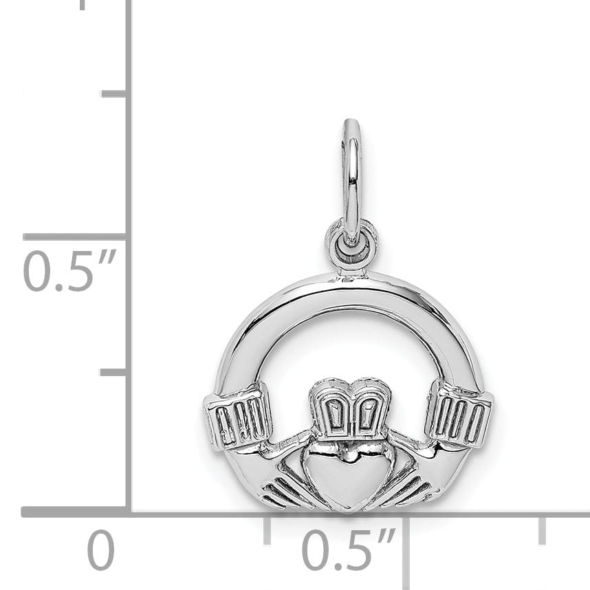 Lovely Rita's Pendants & Charms 14k White Gold Textured Polished Finish Claddagh Design Charm Pendant