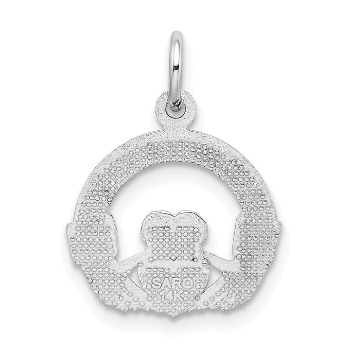 Lovely Rita's Pendants & Charms 14k White Gold Textured Polished Finish Claddagh Design Charm Pendant