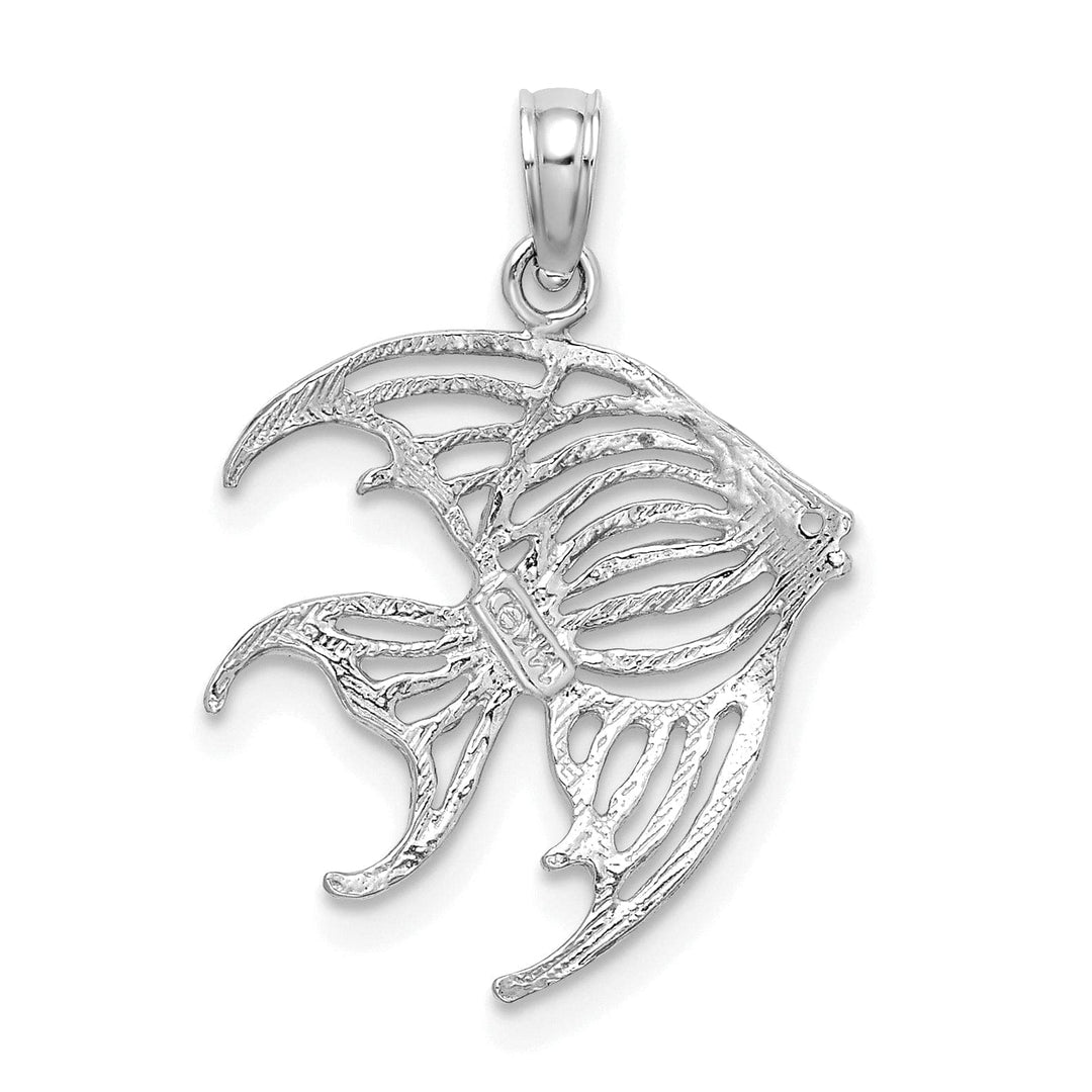 Lovely Rita's Pendants & Charms 14K White Gold Textured Polished Finish Cut Out ANGELFISH Charm Pendant