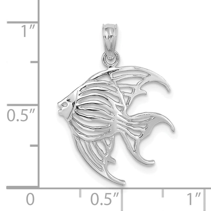 Lovely Rita's Pendants & Charms 14K White Gold Textured Polished Finish Cut Out ANGELFISH Charm Pendant