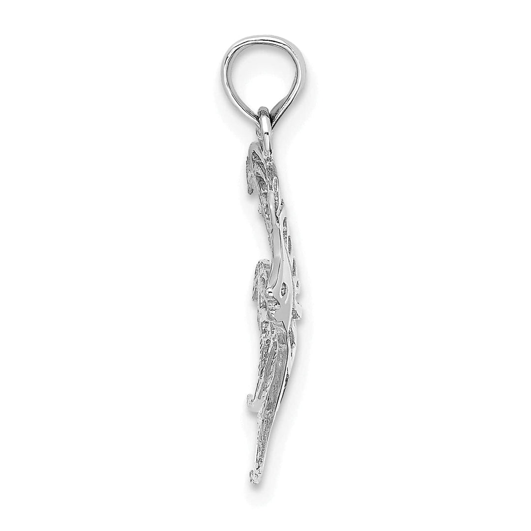 Lovely Rita's Pendants & Charms 14K White Gold Textured Polished Finish Cut Out ANGELFISH Charm Pendant