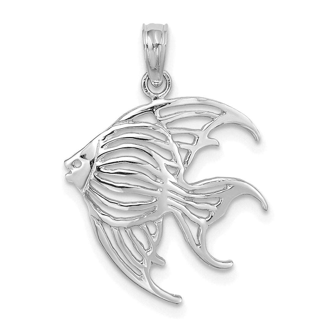 Lovely Rita's Pendants & Charms 14K White Gold Textured Polished Finish Cut Out ANGELFISH Charm Pendant