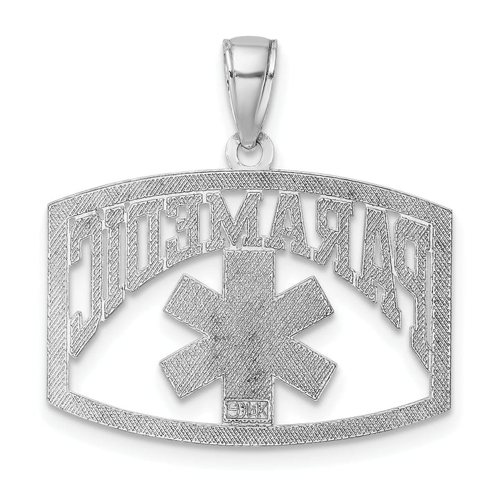 Lovely Rita's Pendants & Charms 14K White Gold Textured Polished Finish Cut-Out Design PARAMEDIC Charm Pendant