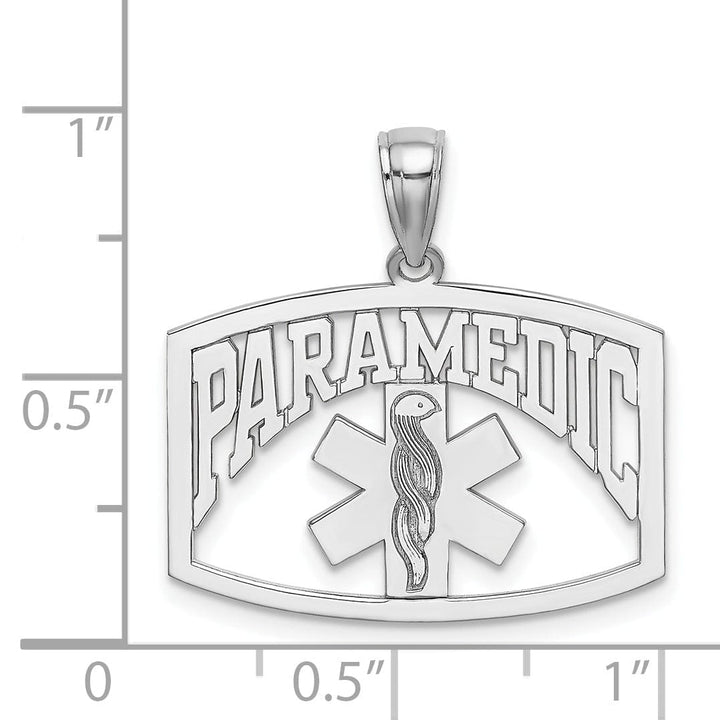 Lovely Rita's Pendants & Charms 14K White Gold Textured Polished Finish Cut-Out Design PARAMEDIC Charm Pendant