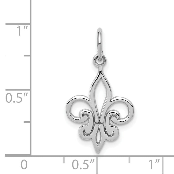 Lovely Rita's Pendants & Charms 14k White Gold Textured Polished Finish Fleur De Lis Design Charm Pendant