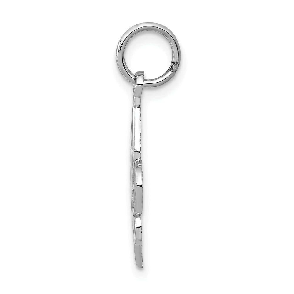 Lovely Rita's Pendants & Charms 14k White Gold Textured Polished Finish Fleur De Lis Design Charm Pendant