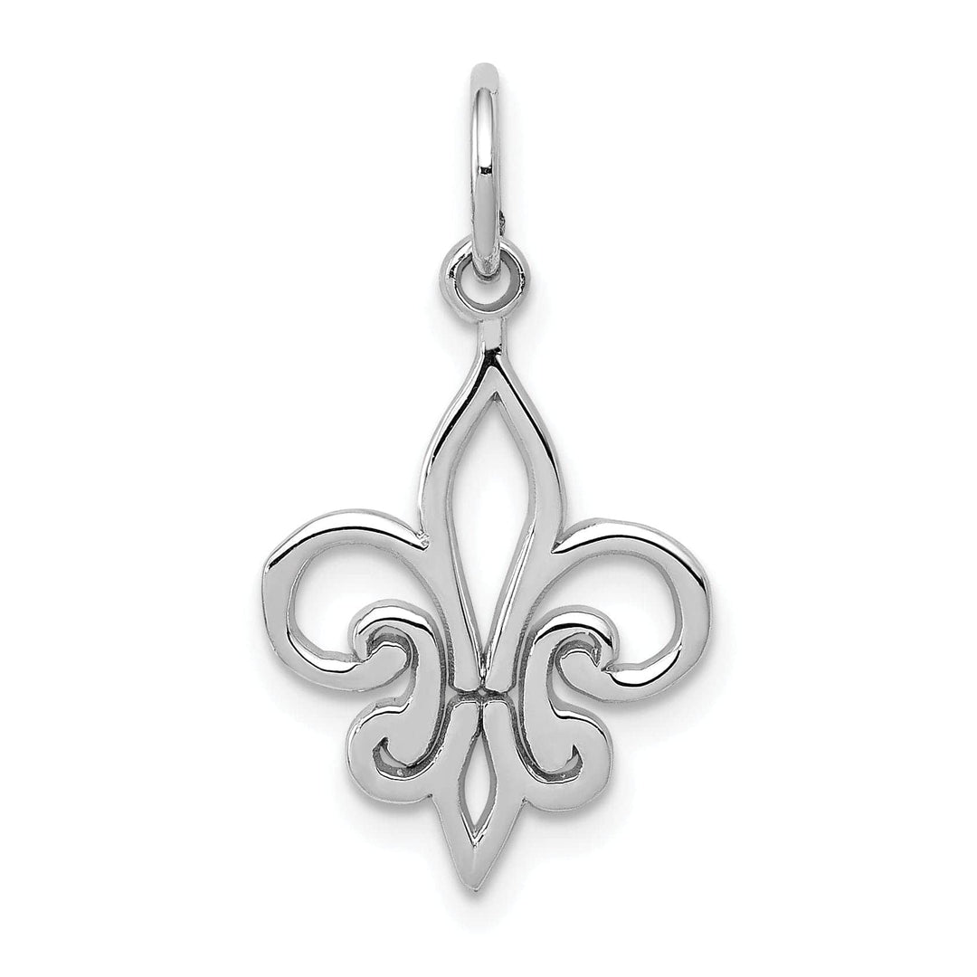 Lovely Rita's Pendants & Charms 14k White Gold Textured Polished Finish Fleur De Lis Design Charm Pendant