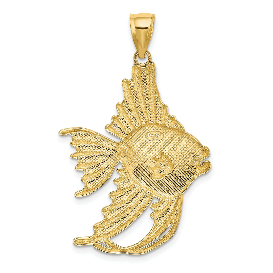 Lovely Rita's Pendants & Charms 14K White Gold Textured Polished Finish Large Size ANGELFISH Charm Pendant