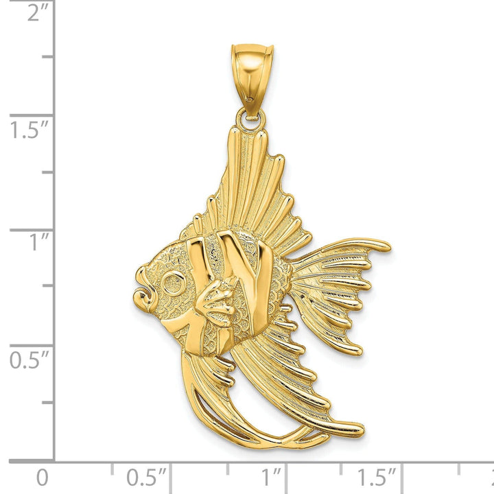 Lovely Rita's Pendants & Charms 14K White Gold Textured Polished Finish Large Size ANGELFISH Charm Pendant